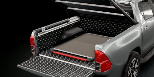 Mountain Top Cargo Slide and Alu Bedliner for maximum protection of your pickup truck
